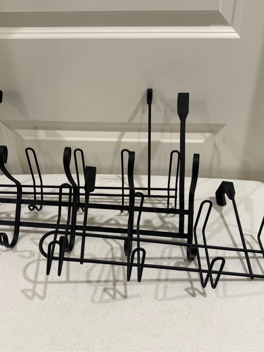 Black Metal Over-the-Door Hook Rack Trio ~ Sleek Over the Door Organizer